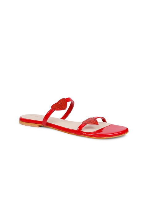 

Sanhose Women Red Open Toe Flats with Glitter