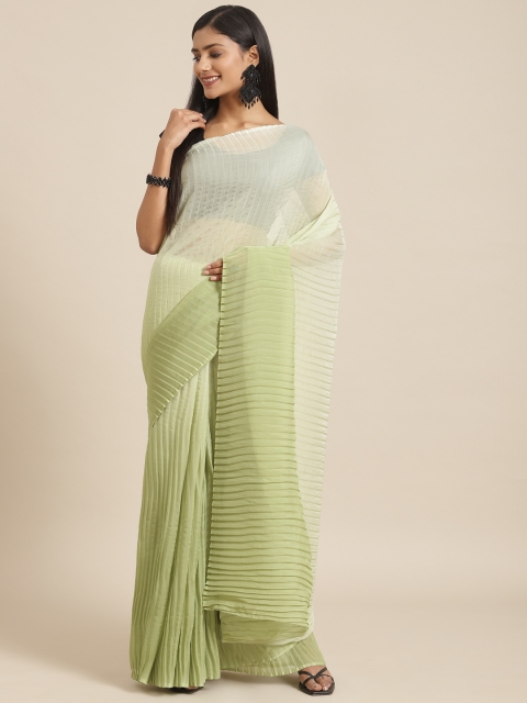 

Nanda Silk Mills Green Ombre Organza Pleated Saree