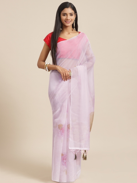 

Nanda Silk Mills Lavender Floral Organza Saree