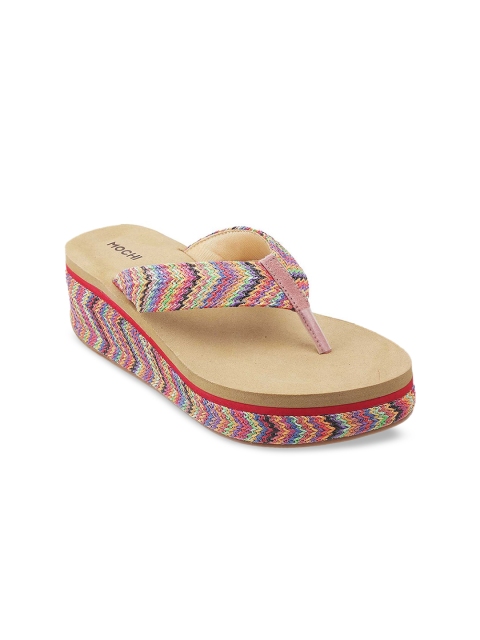 

Mochi Multicoloured Woven Design Wedge Sandals, Multi