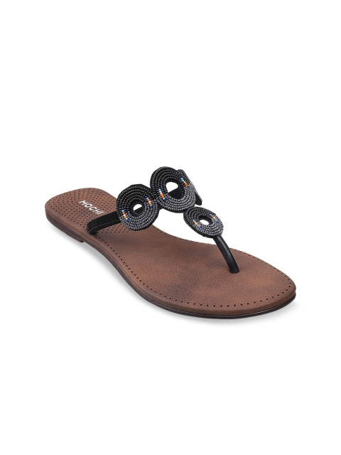 

Mochi Women Black Embellished Open Toe Flats