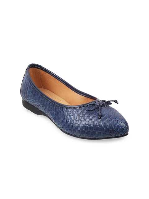 

Mochi Women Blue Textured Ballerinas with Bows Flats