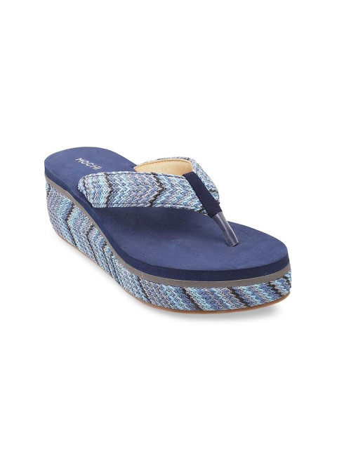 

Mochi Women Blue Textured Wedge Sandals