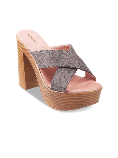 

Mochi Peach-Coloured Textured Party Block Sandals