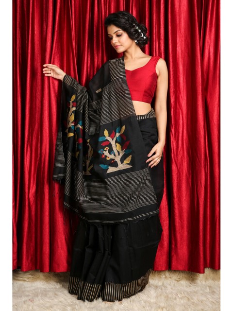 

Charukriti Black Woven Design Saree