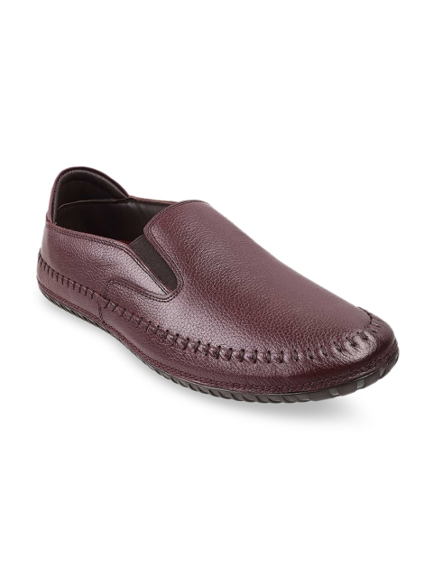 

Mochi Men Maroon Textured Leather Loafers