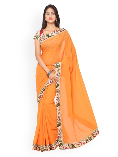 

Silk Bazar Orange Faux Georgette Saree