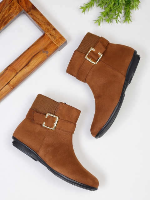 

Bruno Manetti Women Tan Brown Suede Flat Boots