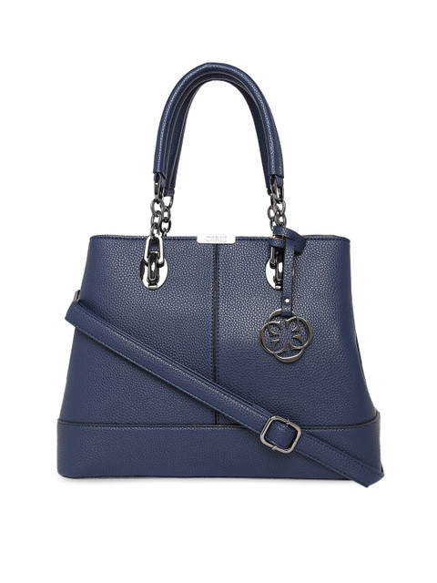 

CERIZ Navy Blue PU Structured Handheld Bag