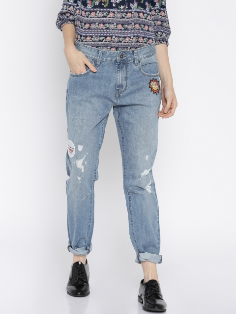

Pepe Jeans Women Blue Boyfriend Fit High-Rise Jeans