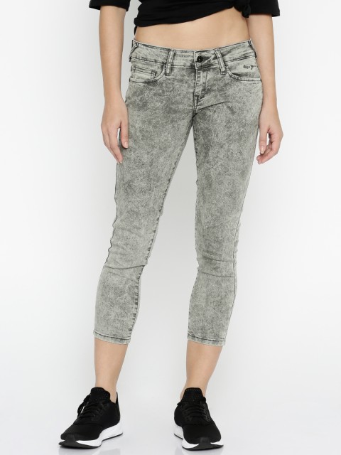 

Pepe Jeans Women Grey Low-Rise Clean Look Cropped Jegging Fit Stretchable Jeans