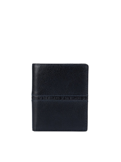 

Da Milano Men Navy Blue Textured Leather Three Fold Wallet