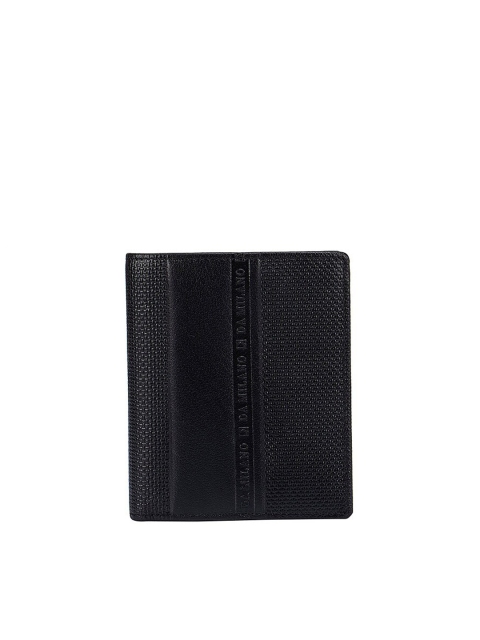 

Da Milano Men Black Textured Leather Two Fold Wallet