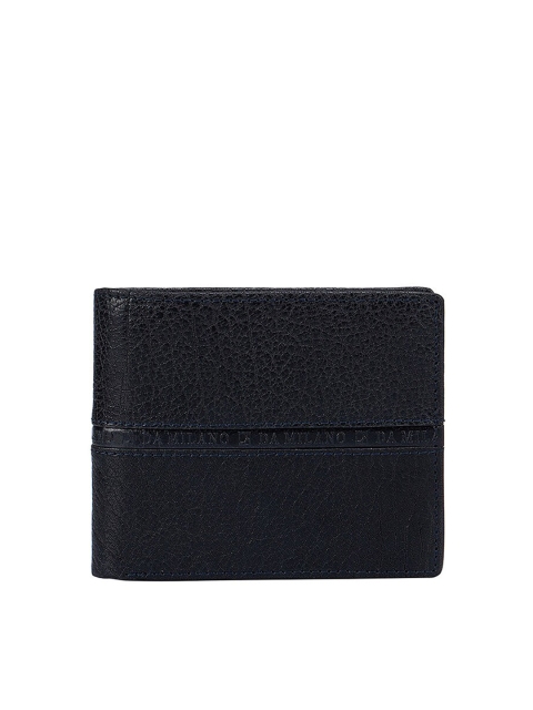 

Da Milano Men Blue Textured Leather Two Fold Wallet