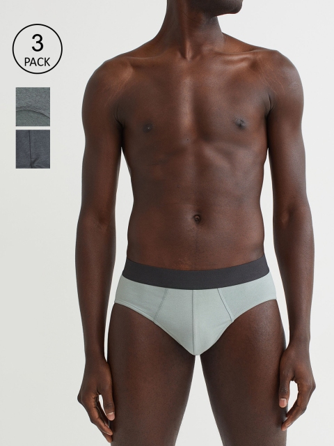 

H&M Men 3-Pack Cotton Briefs -1043776003, Green