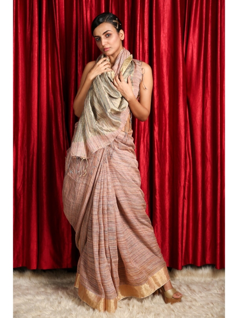 

Charukriti Tan & Beige Woven Design Zari Silk Blend Saree