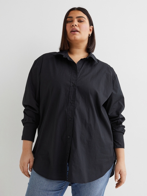 

H&M+ Plus Size Black Poplin Shirt