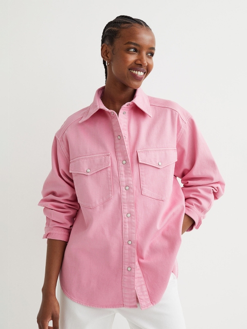 

H&M Women Pink Denim Shirt