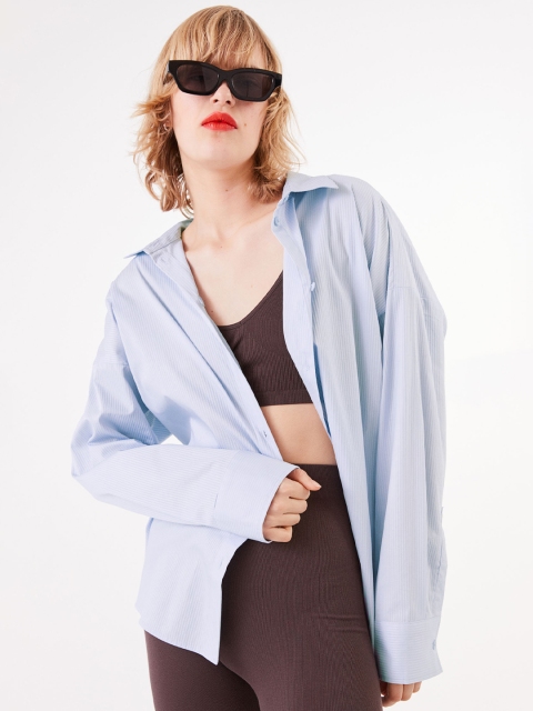 

H&M Blue Oversized Cotton Shirt