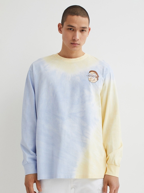 

H&M Men Blue & Yellow Relaxed Fit Printed Jersey Top