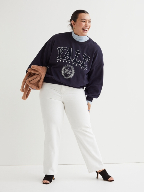 

H&M+ Women Blue Motif-Front Sweatshirt