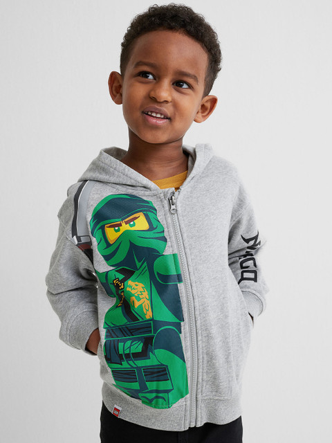

H&M Boys Grey & Green Printed Zip-Through Hoodie