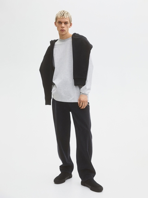 

H&M Men Grey Oversized Fit Cotton Top