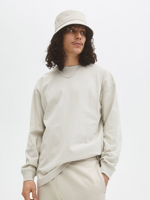 

H&M Men Beige Oversized Fit Cotton Top