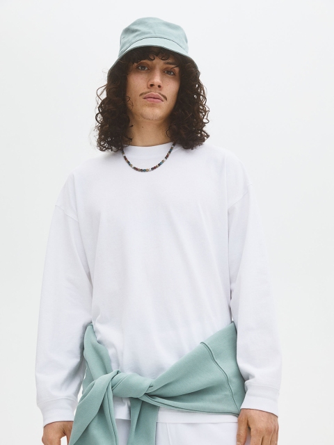 

H&M Men White Oversized Fit Cotton Top