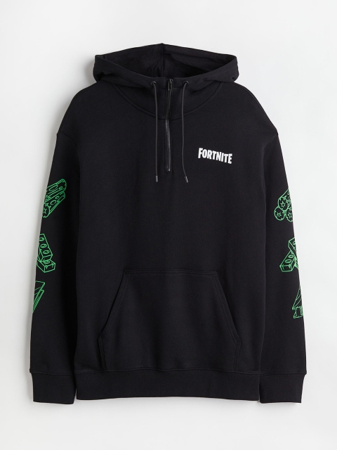 

H&M Men Black Relaxed Fit Zip-Top Hoodie