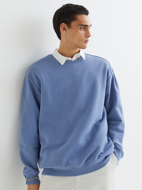 

H&M Men Blue Solid Relaxed Fit Sweatshirt