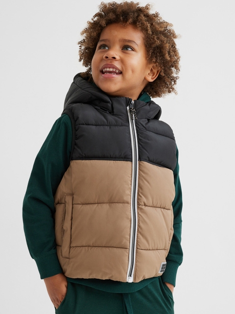 

H&M Boys Brown & Black Colourblocked Puffer Gilet