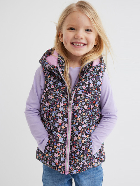 

H&M Girls Multicoloured Hooded Puffer Gilet, Multi