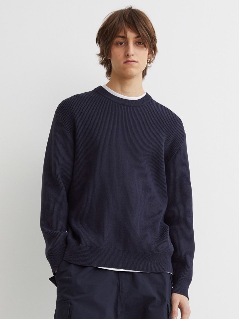 

H&M Men Navy Blue Relaxed Fit jumper