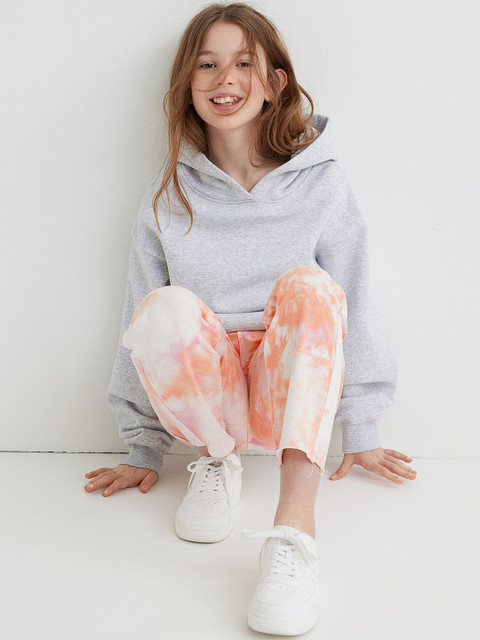 

H&M Girls Orange & White Relaxed Fit High Twill Trousers