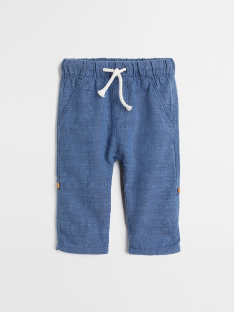 

H&M Boys Blue Solid Roll-Up Cotton Trousers
