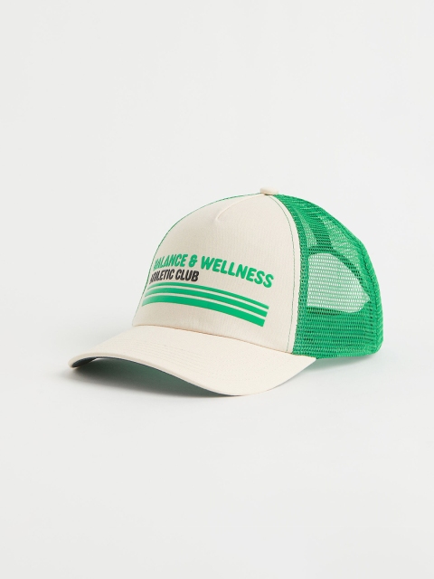 

H&M Women Green & White Typography Printed Cap