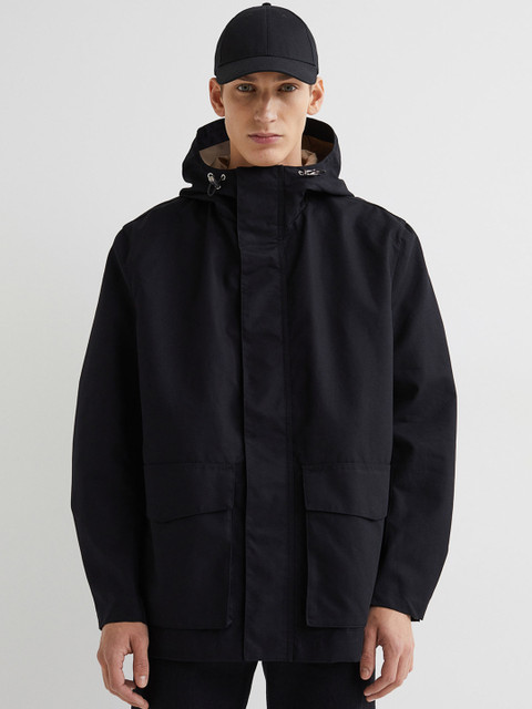 

H&M Men Beige & Black Water-Repellent Parka