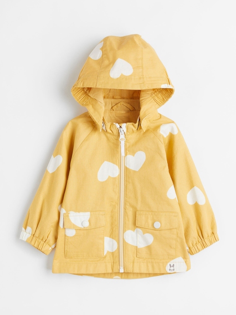 

H&M Girls Yellow Coated Cotton Printed Jacket
