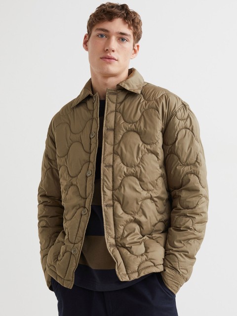 

H&M Men Green Quilted Shacket