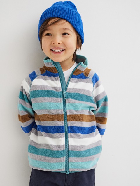 

H&M Boys Multicoloured Striped Fleece Jacket, Multi
