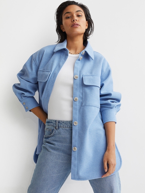 

H&M Women Blue Oversized Shacket