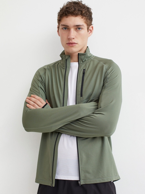 

H&M Men Green Solid Running Jacket Regular Fit