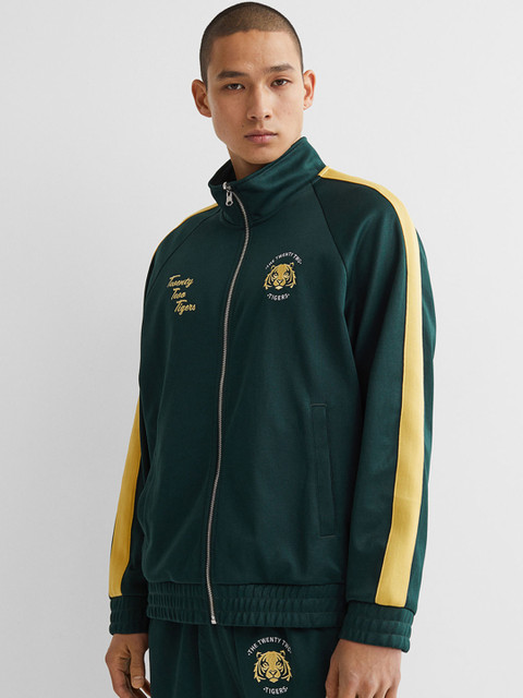 

H&M Men Green Side-Striped Jacket