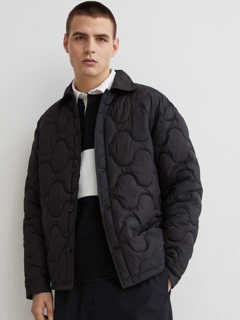 

H&M Men Black Quilted Shacket