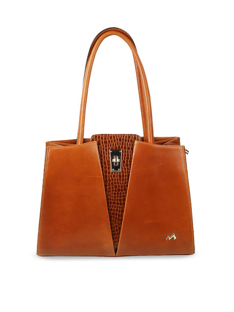 

Metro Tan Brown Textured Leather Structured Shoulder Bag