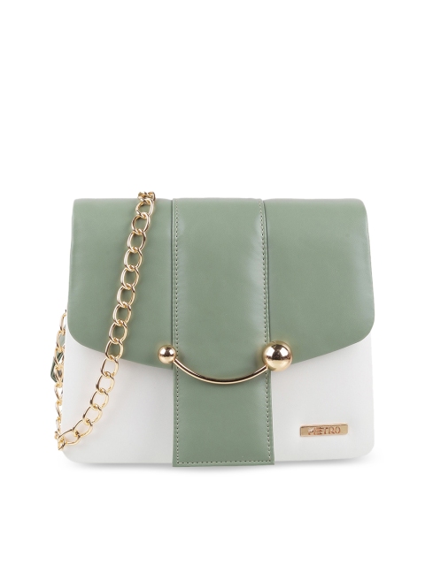 

Metro Green Colourblocked PU Structured Sling Bag