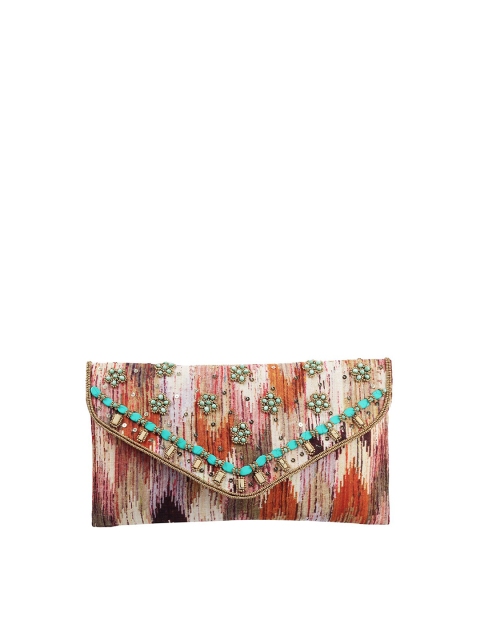 

Metro Women Maroon Embellished Envelope Clutch