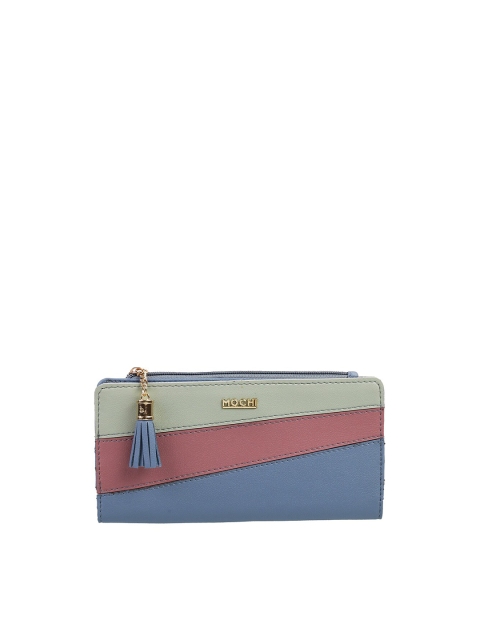

Mochi Women Blue & Pink Colourblocked PU Two Fold Wallet