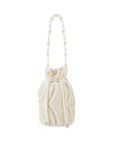 

Mochi Women Off White Beads Embellished Potli Bag